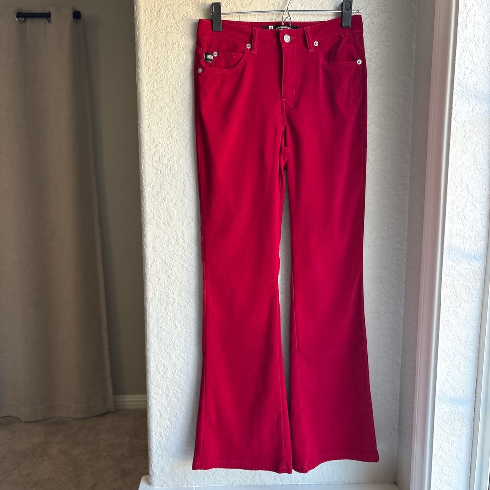 Womens Y2K Vintage‎ Flare 5 Pants Red Mid Rise Bongo City Rider Retro